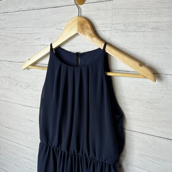 Dress Womens Size XS Navy Chiffon Sleeveless Pleated Lined Cocktail Date Night - Picture 6 of 16